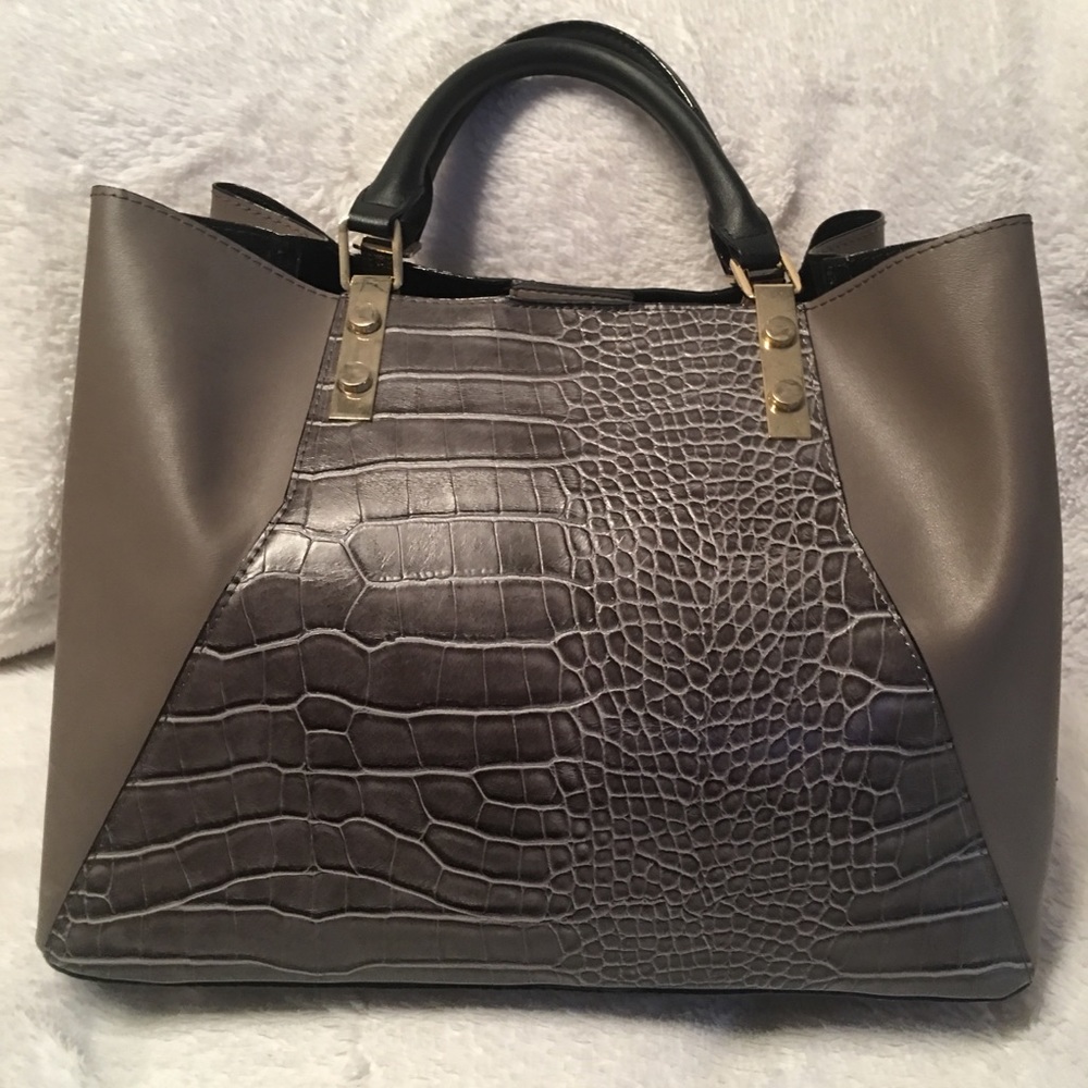 Neiman Marcus man made tote, gray